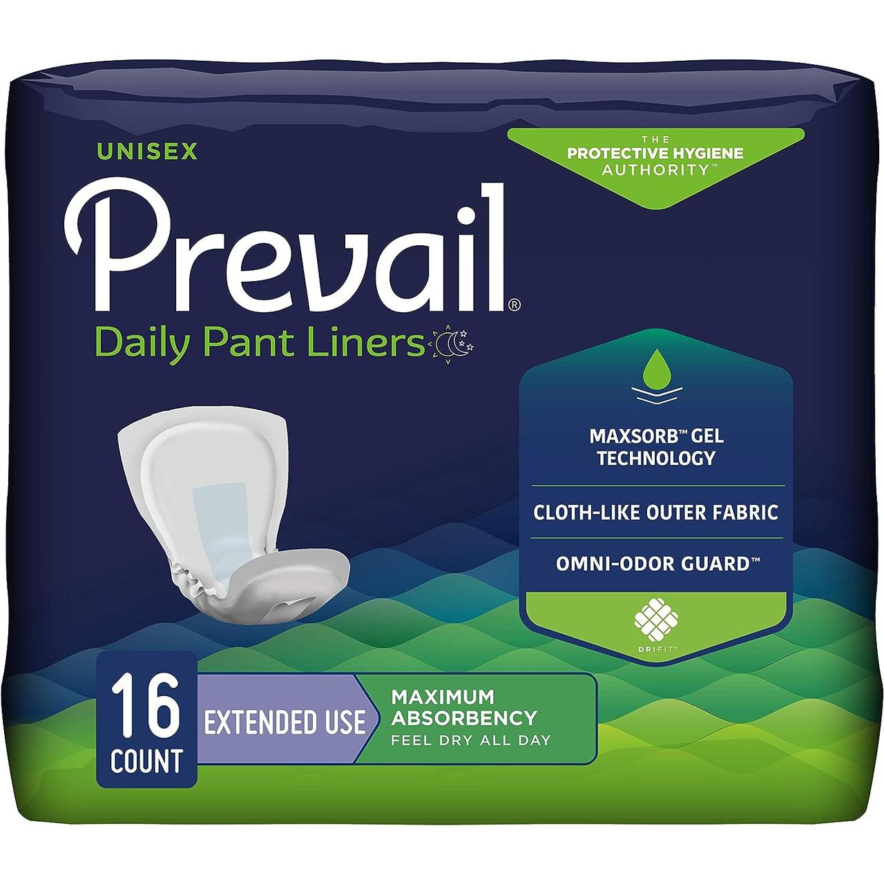 Prevail daily pant liners, Extended size, 16 count, maximum absorbency, extended use