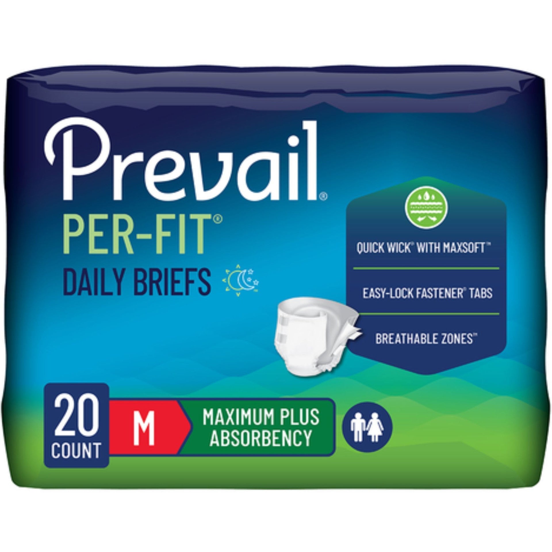 Maximum absorbency brief, Medium (M), unisex, 20 count
