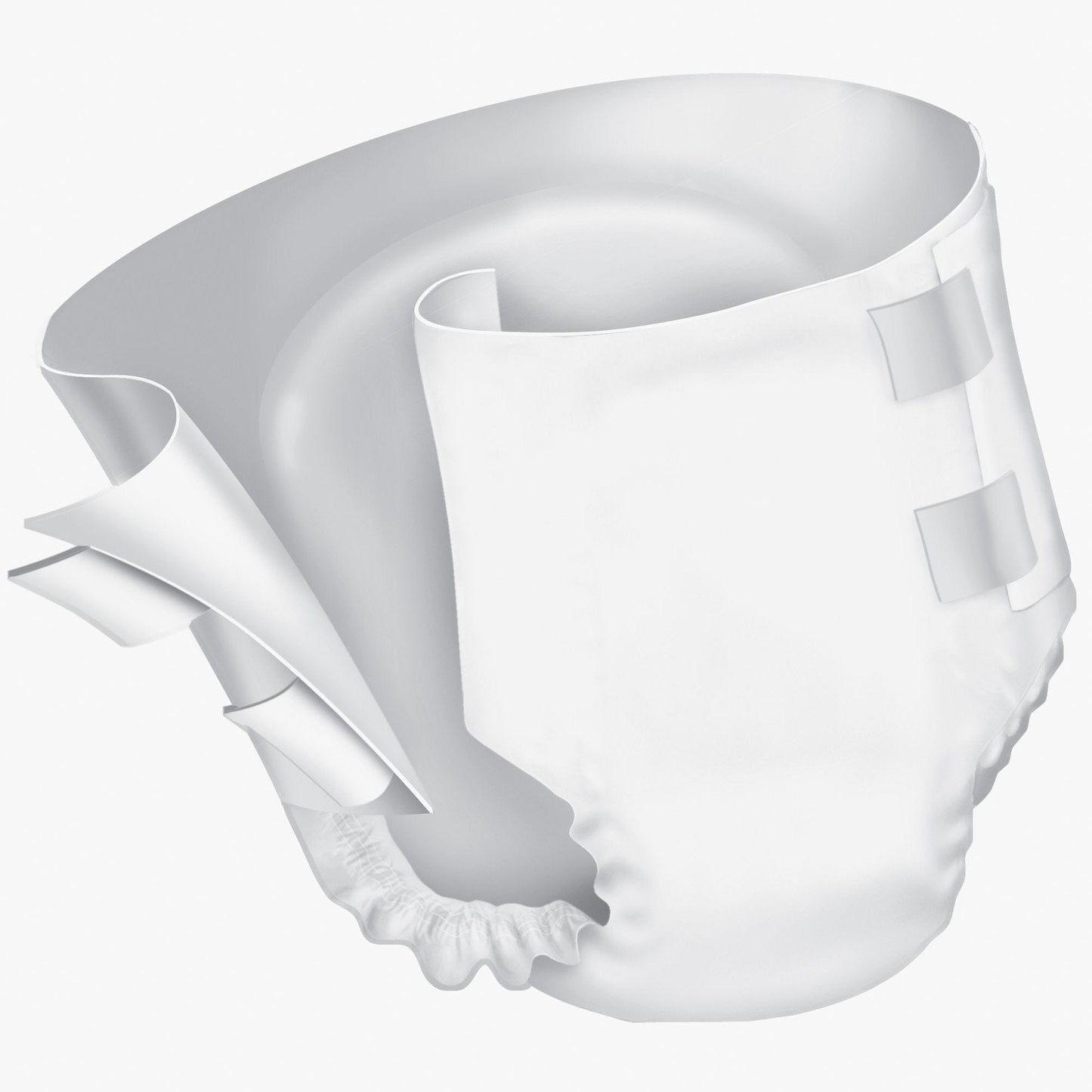 White unisex brief with adjustable side tabs and leg openings