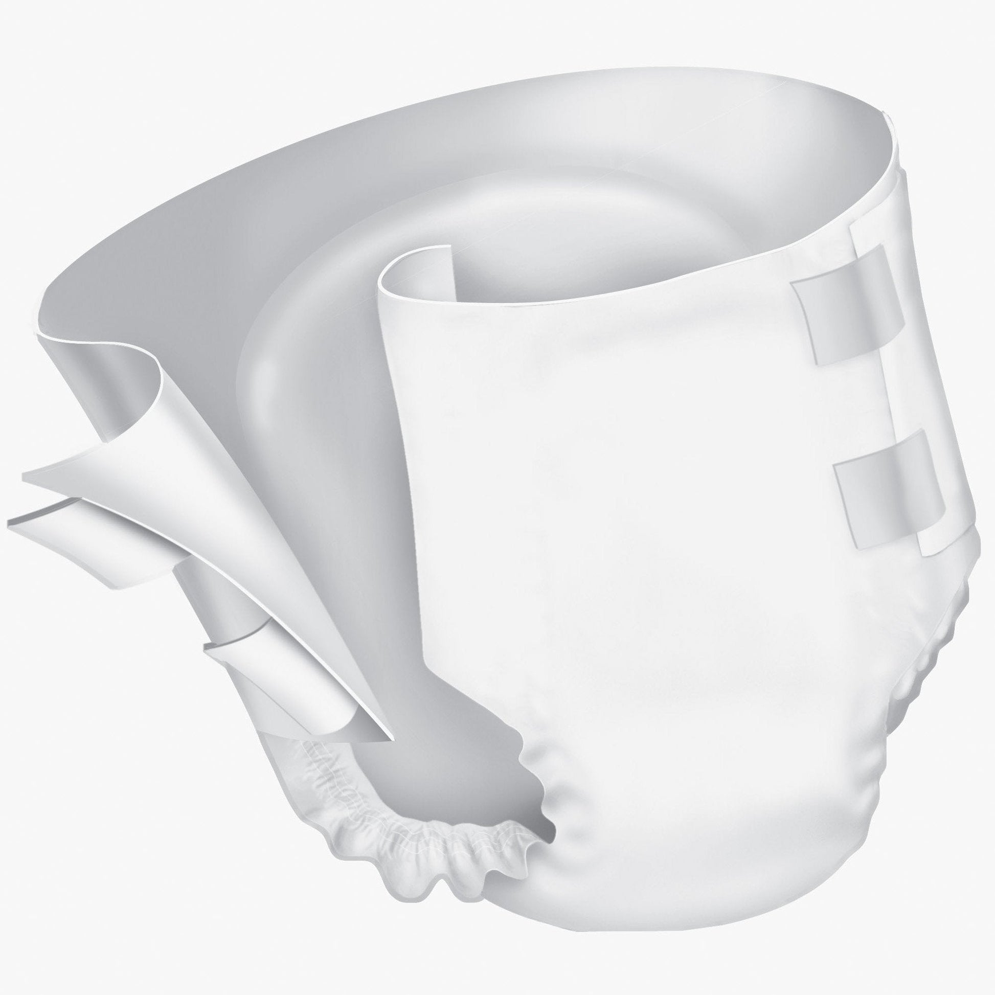 White unisex brief with adjustable side tabs and leg openings