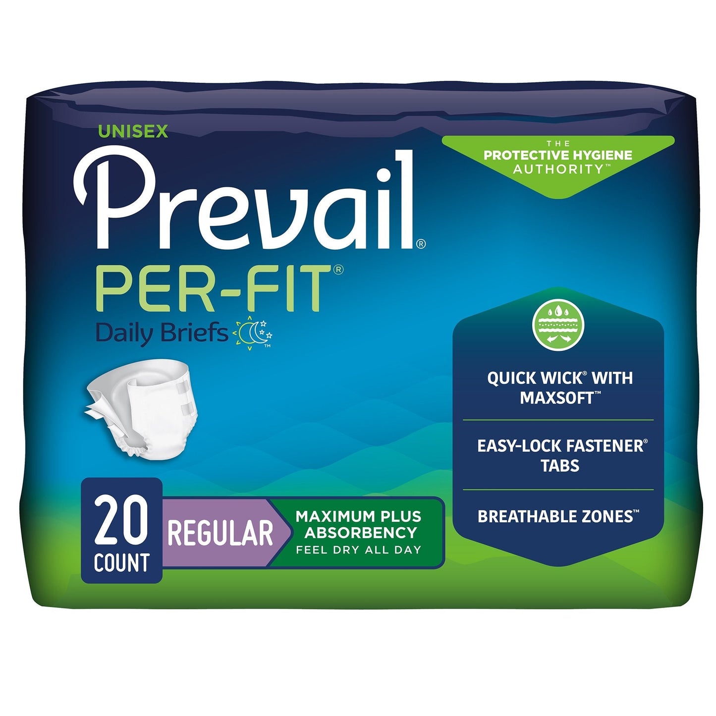 Maximum absorbency brief, Regular (R), unisex, 20 count