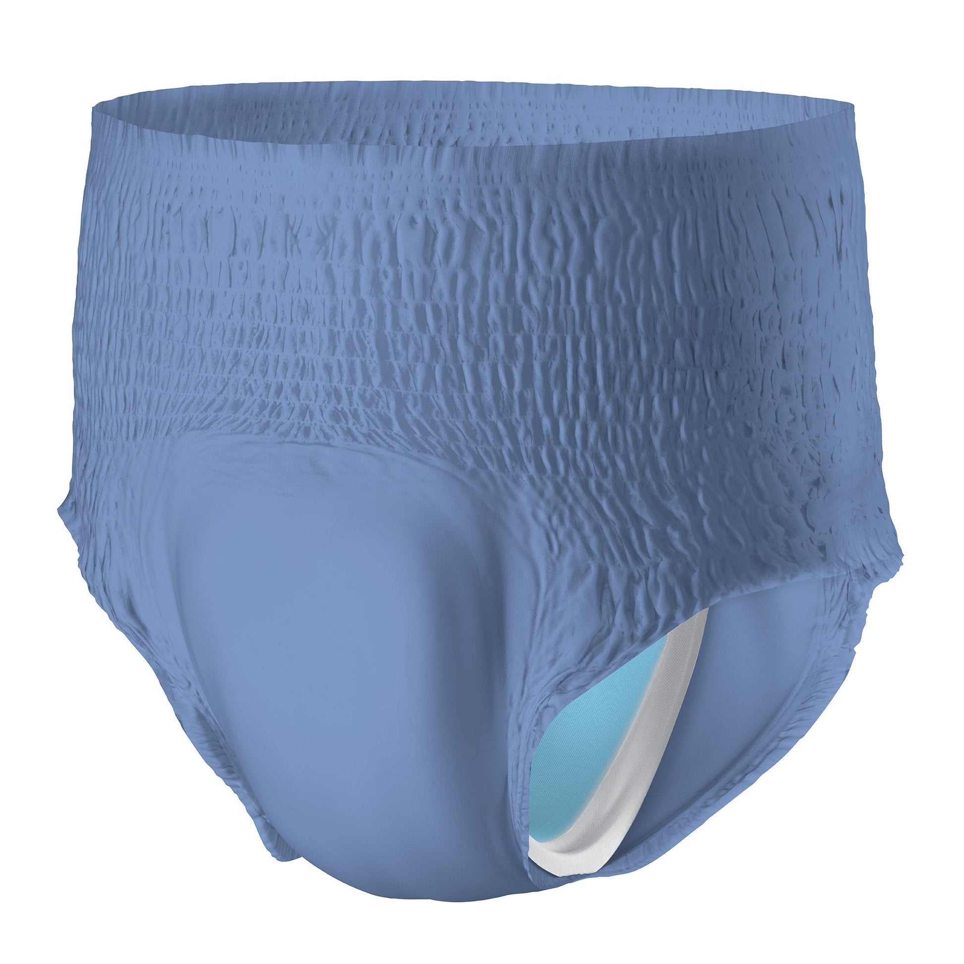 Men’s pull-on daily underwear in blue-gray with contoured brief-style leg openings