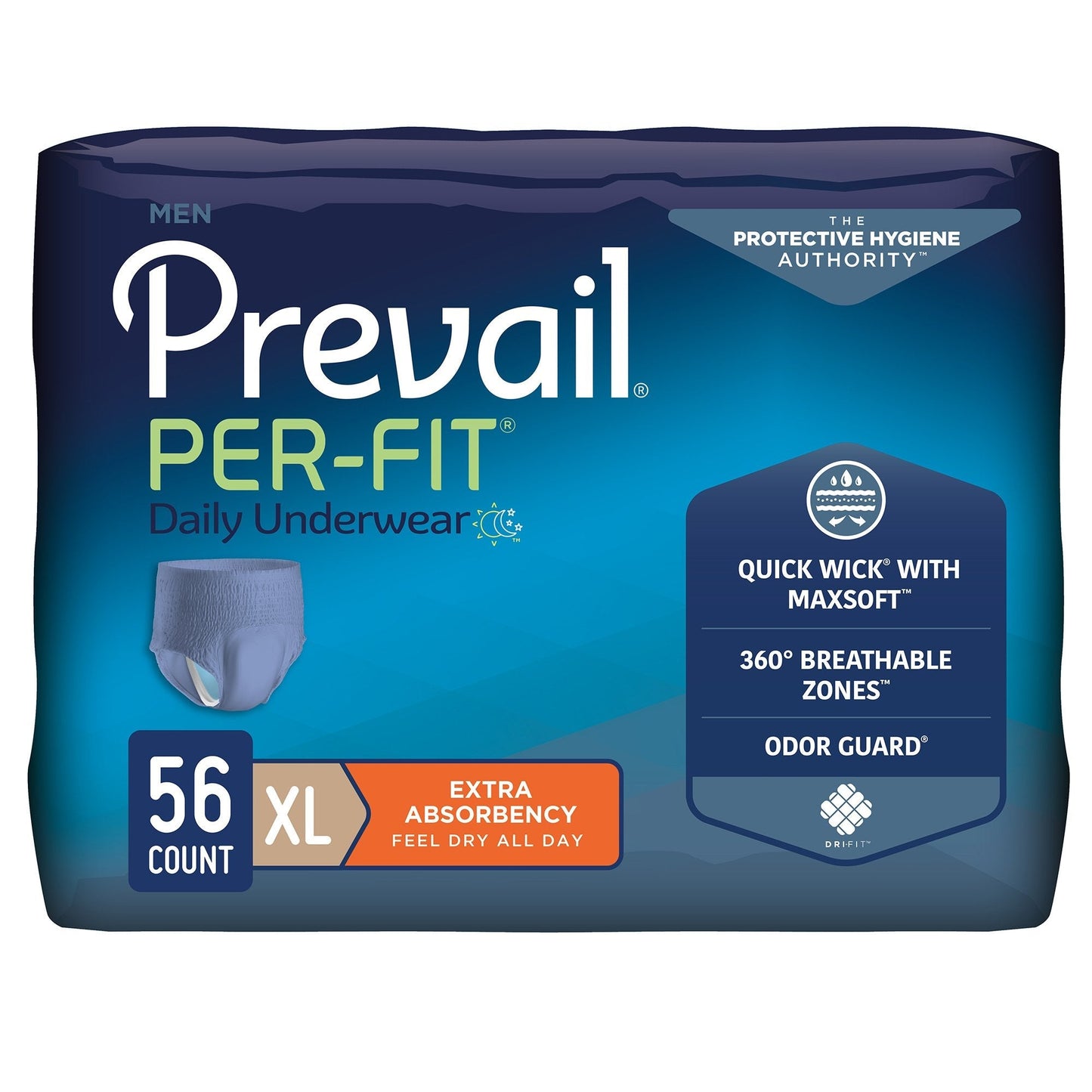 Men’s pull-on daily underwear package, XL size, extra absorbency, 56 count