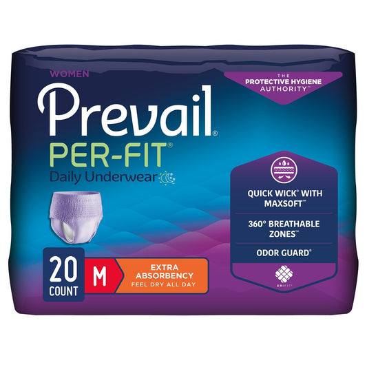 Women’s pull-on daily underwear, extra absorbency; lavender, size M, 20-count pack