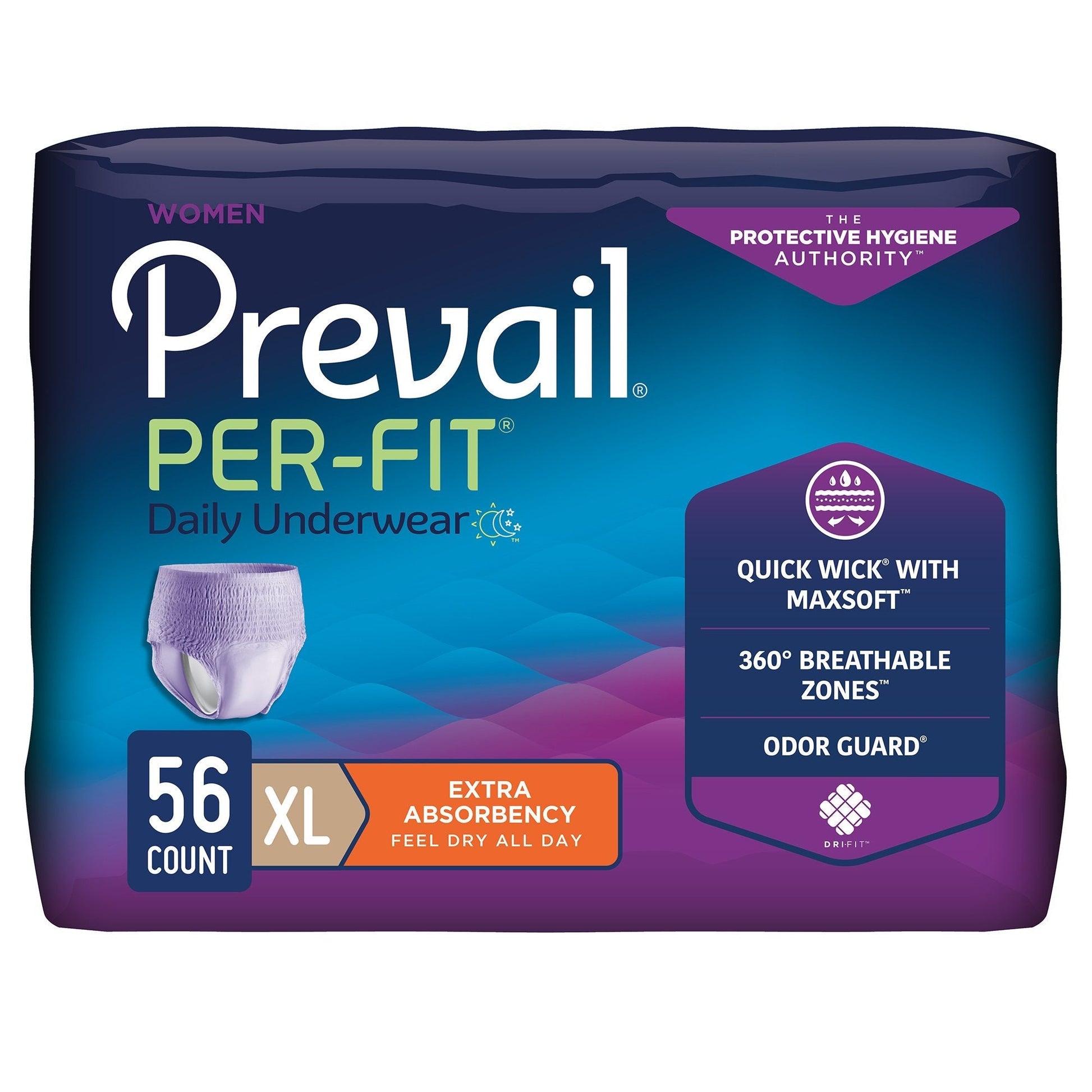Women’s pull-on daily underwear, XL size, extra absorbency, 56-count pack
