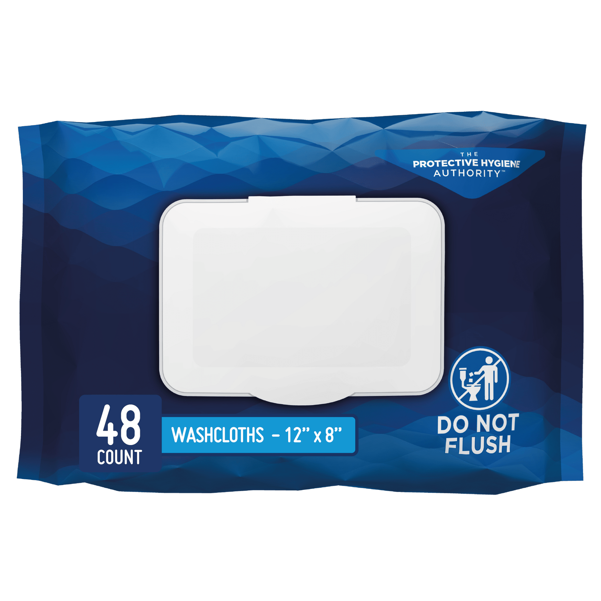 Scented washcloths pack of 48, 12 x 8 in, protective hygiene label