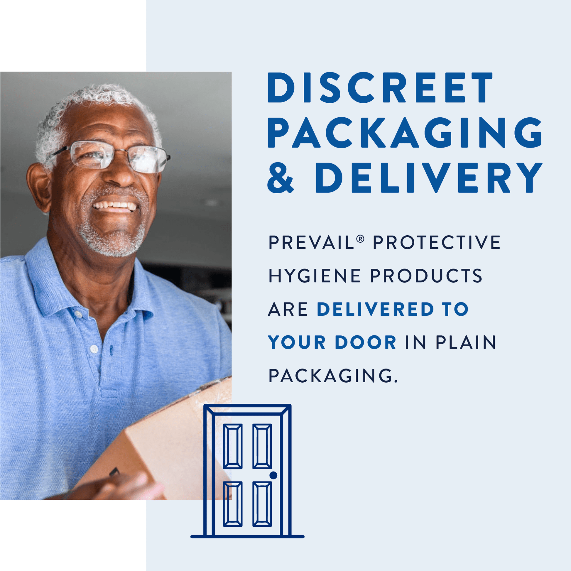 Prevail delivery packaging graphic with protective hygiene product info
