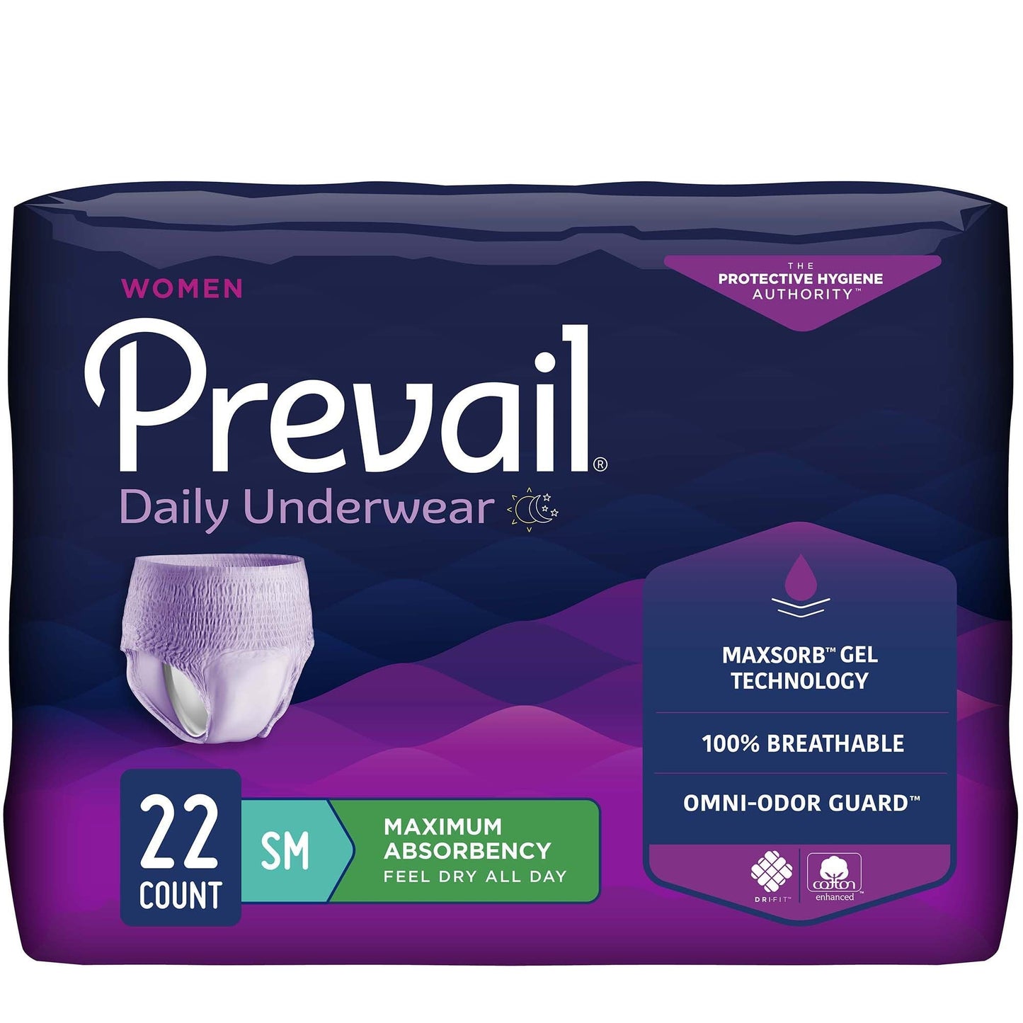 Women’s maximum absorbency daily underwear pack, SM size, 22 count, lilac