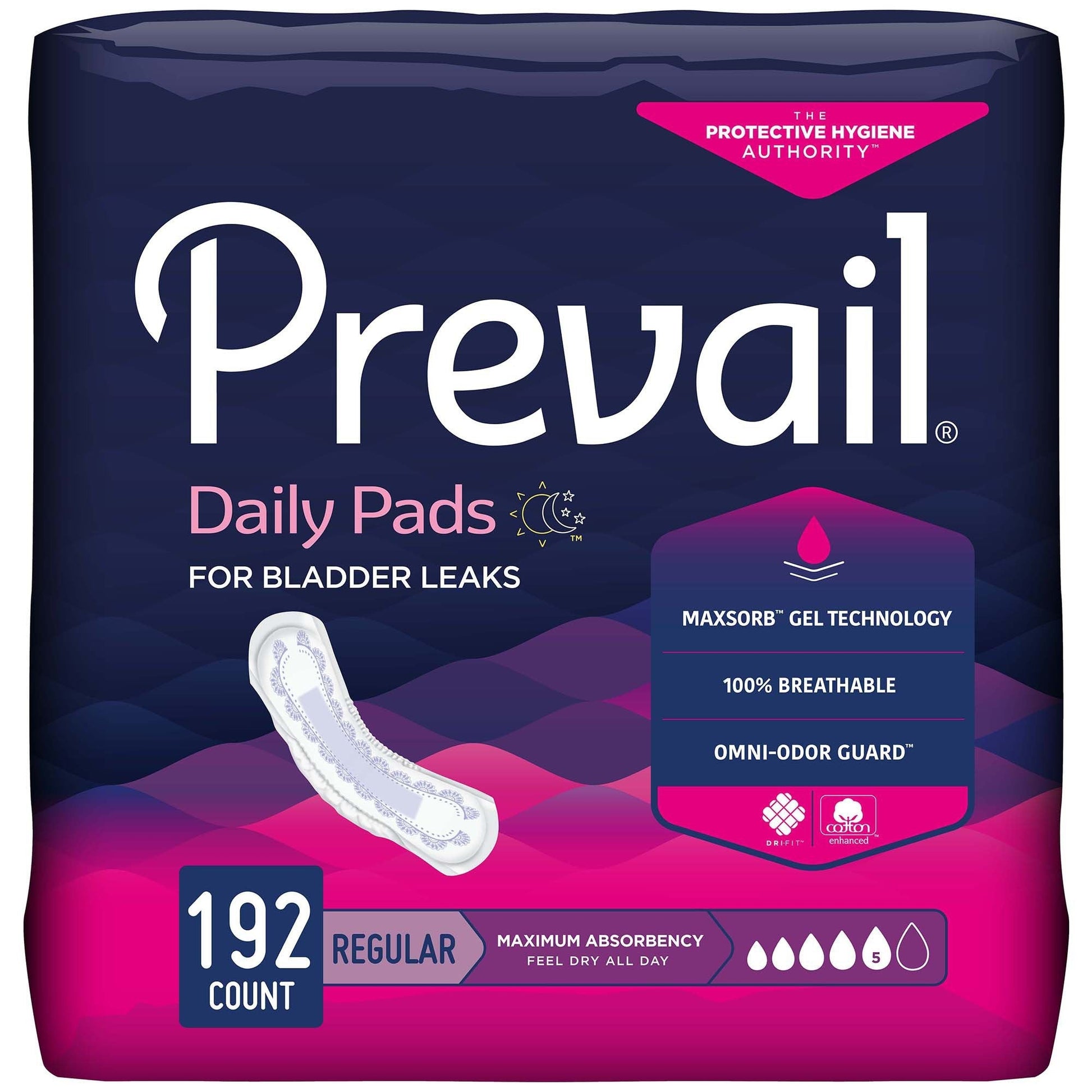 Daily bladder control pads, Regular 11 in, 192 count case
