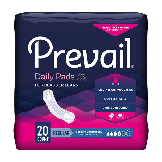 Prevail daily bladder control pads, regular 20-count, moderate absorbency