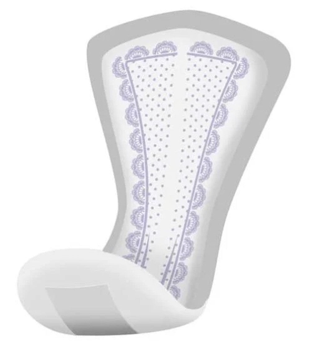 Overnight bladder control pad, regular absorbency, front view with blue border