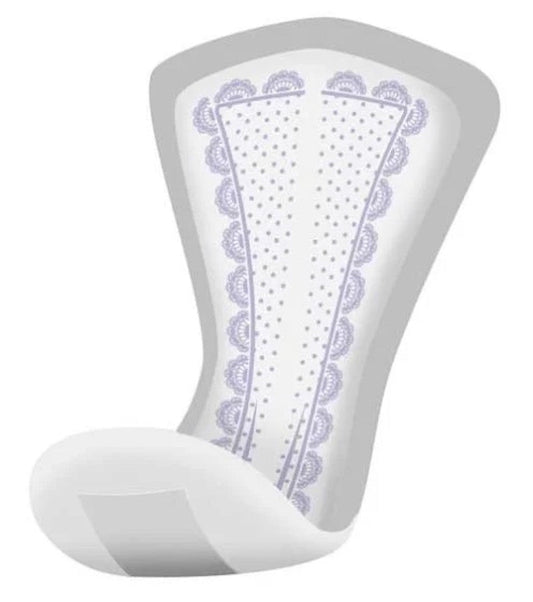 Overnight bladder control pad, regular absorbency, front view with blue border