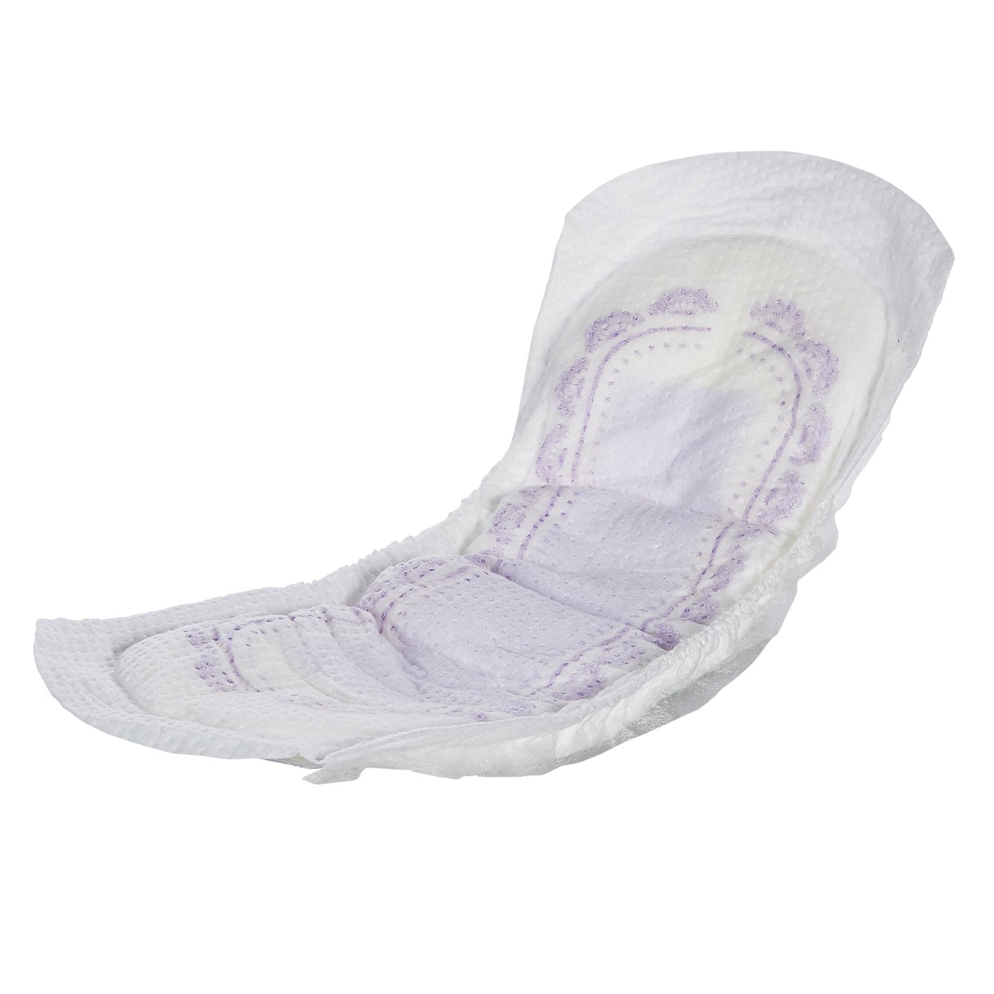 Regular bladder control pad with soft white absorbent wings and rounded shape