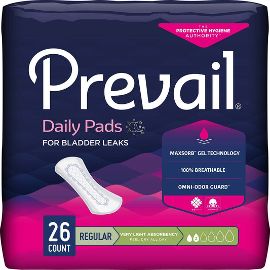 Very light absorbency bladder control pads, Regular 7.5 in, pack of 26