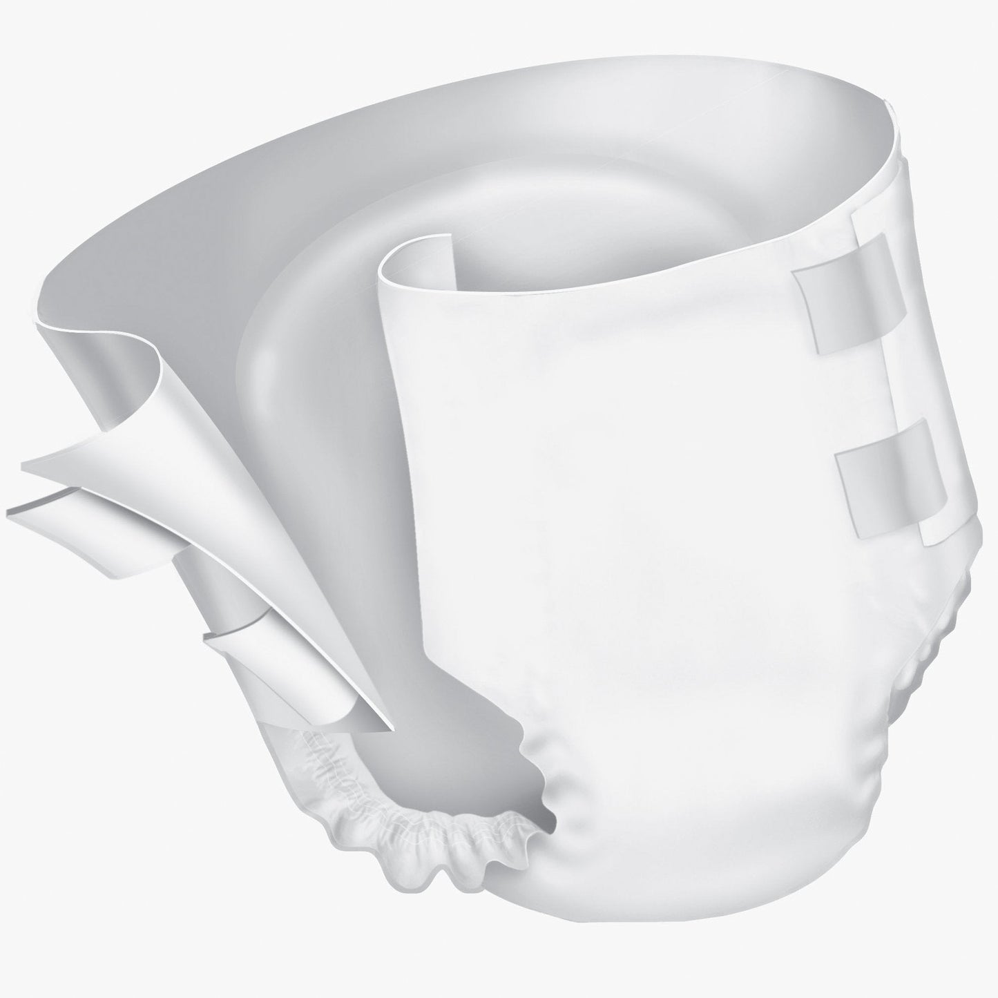 White youth disposable briefs with side tabs and absorbent pad for secure fit