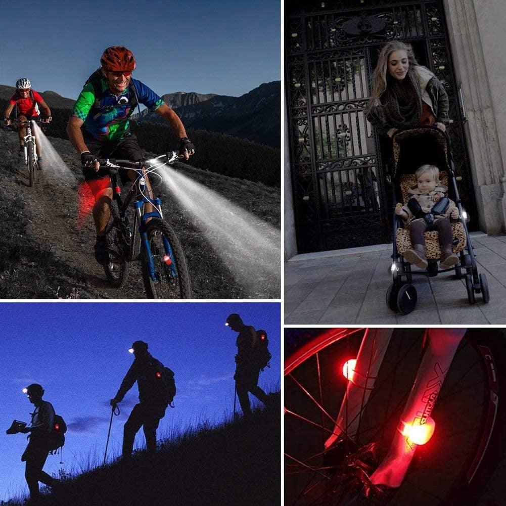 Mini bike front headlight and rear tail light, bright white and red LEDs on bike