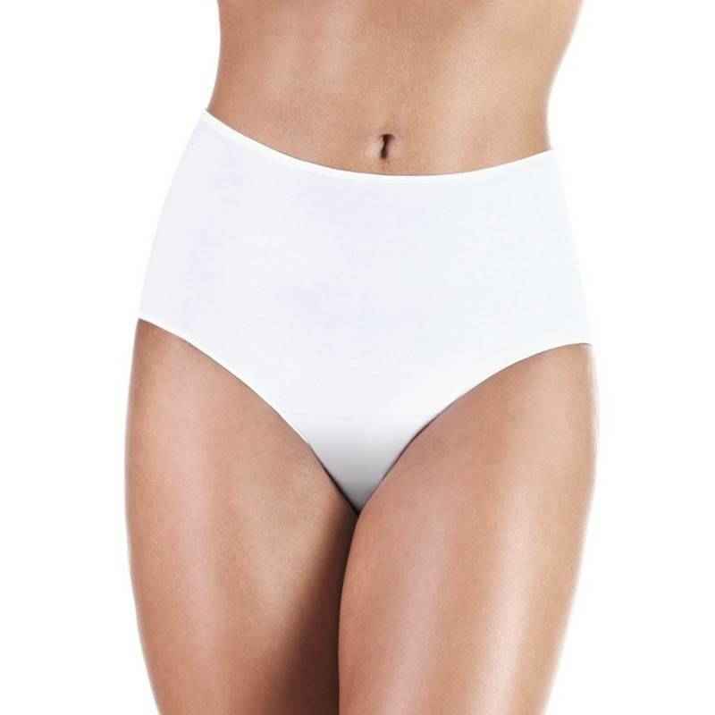 Women’s white incontinence maxi panty, high-rise briefs with full back coverage