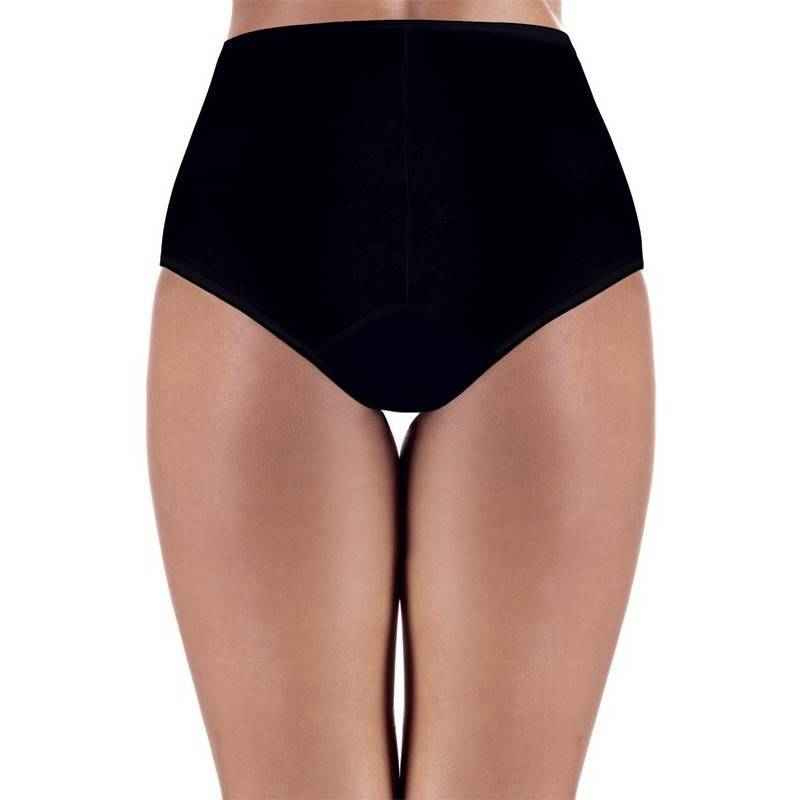 Women’s black incontinence maxi panty, high-rise briefs with full back coverage