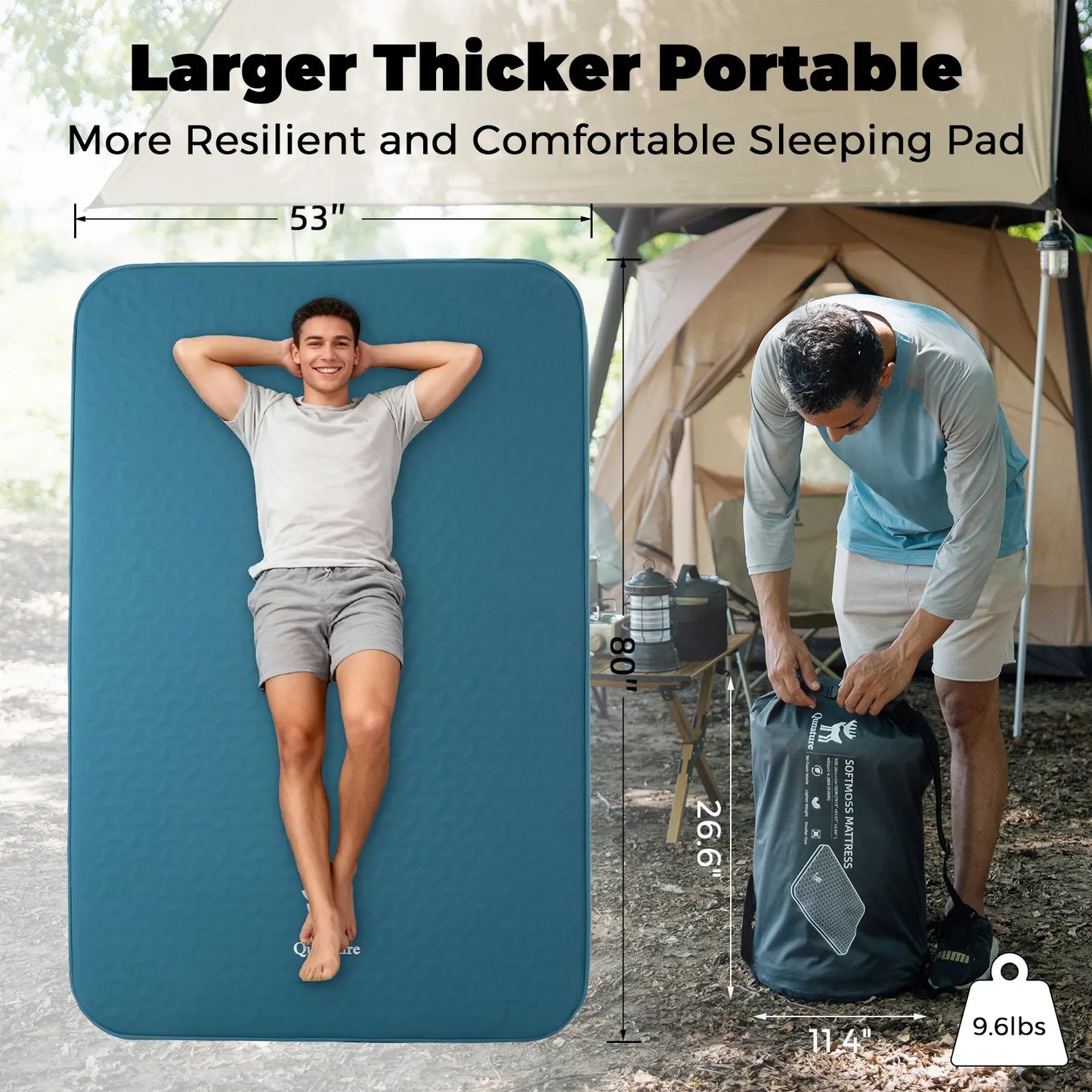 Portable Inflating Sleeping Pad with Foam for Camping