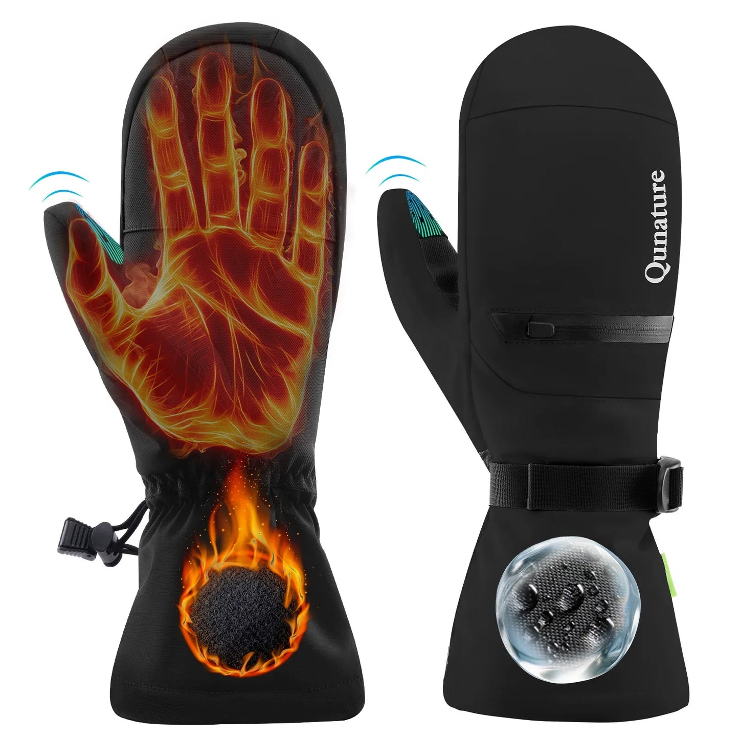 Windproof Waterproof Thermal Ski Gloves Double-Layer Insulation Touchscreen