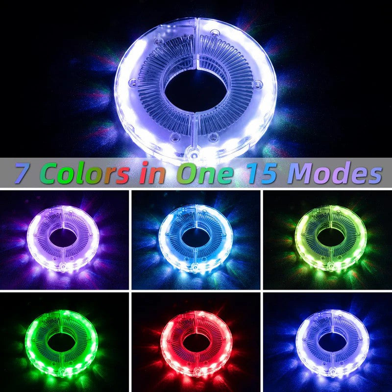 LED bike wheel hub light ring, bright white circular glow