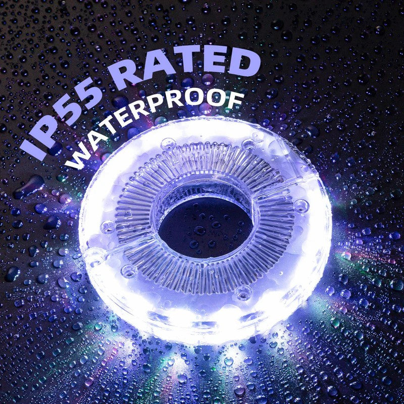 Water-resistant LED bike wheel hub light ring with bright white illumination
