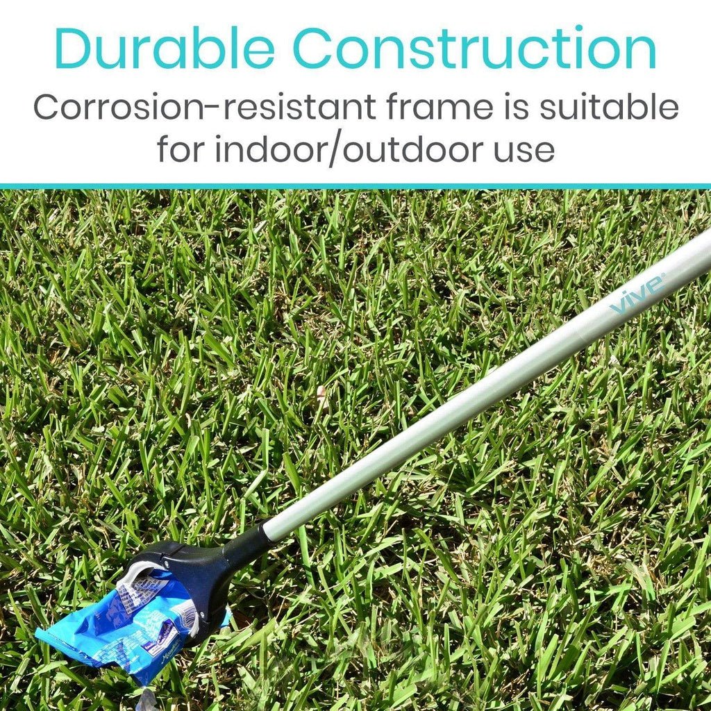Rotating reacher grabber with corrosion-resistant silver shaft and soft black handle