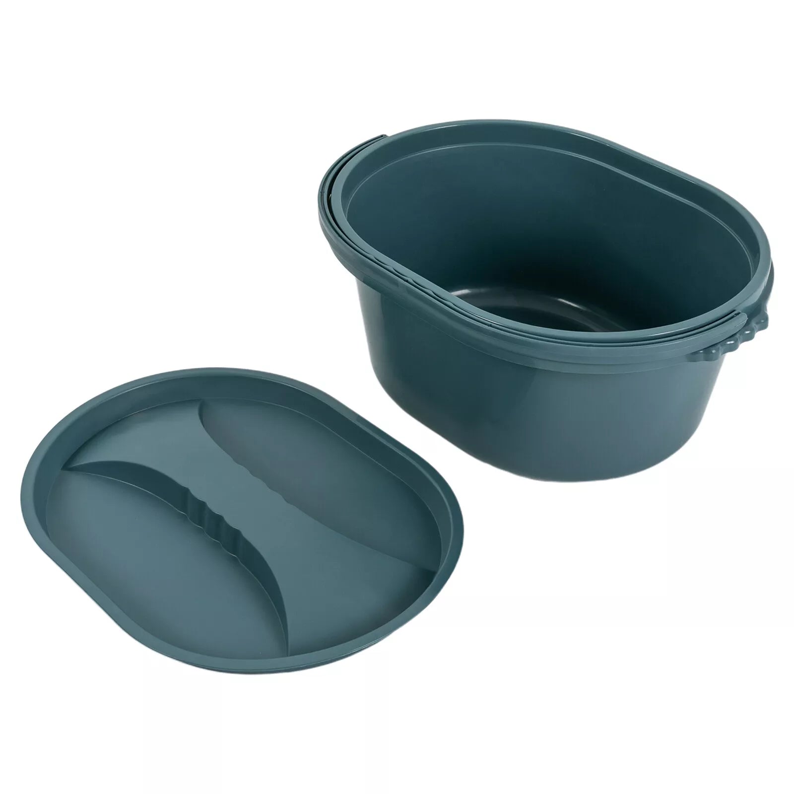 Teal toilet pail and matching insert for shower commode chair