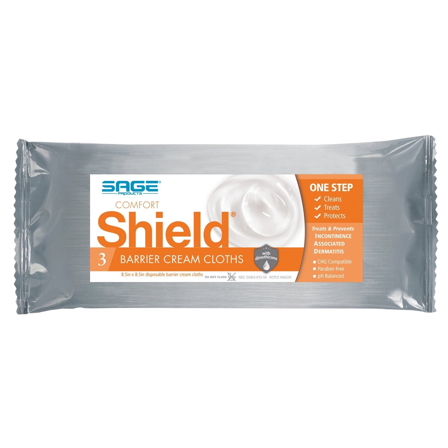 Barrier cream cloths pack with orange One Step panel, 3 count