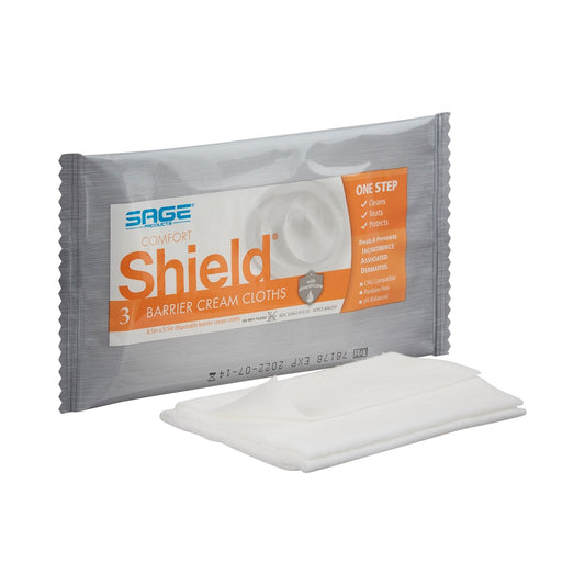 Comfort Shield barrier cream cloths pack, 3 disposable 5.5x8.5 in cloths