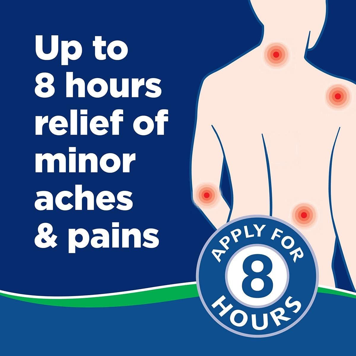 Large pain relief patch up to 8 hours for minor aches & pains