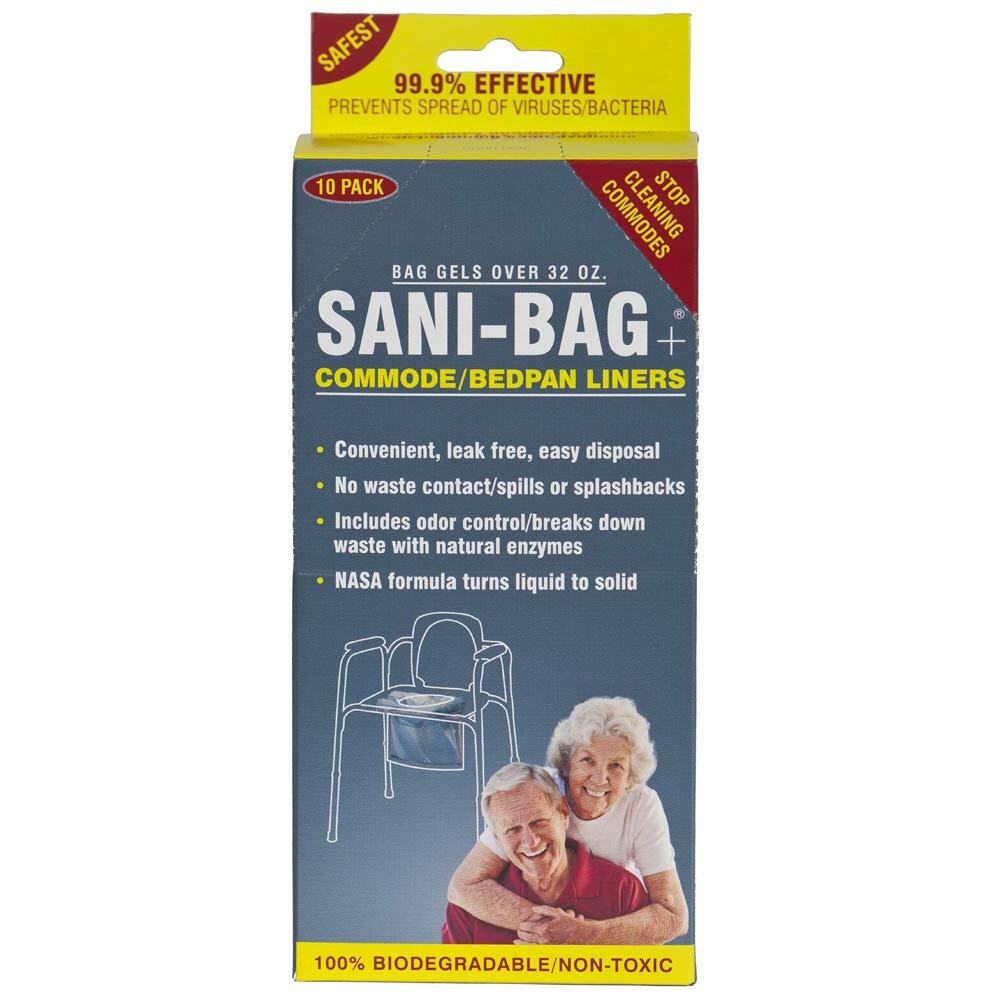 Commode/bedpan liner bags, 10-pack box, leak-free biodegradable