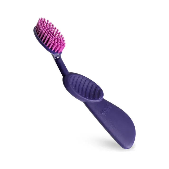 Radius Flex soft right-hand toothbrush, purple handle with pink bristles