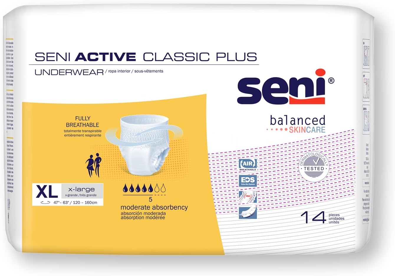 Disposable absorbent underwear, size XL, 14-piece pack, moderate absorbency