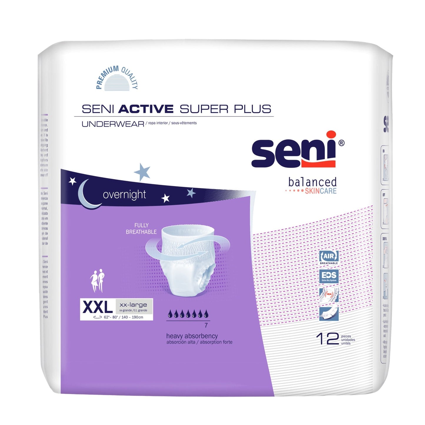 Absorbent underwear, XXL, overnight; 12-count pack