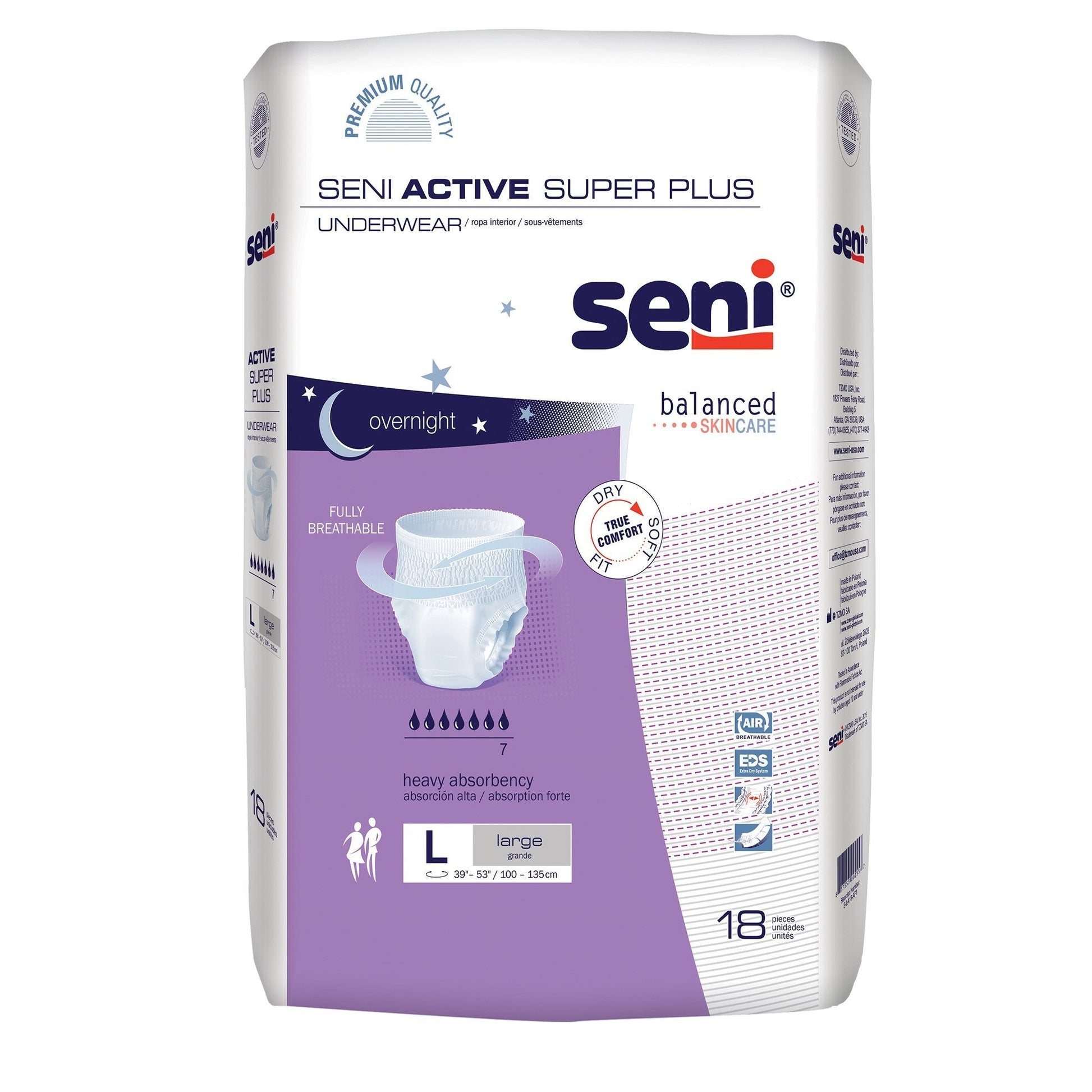 Absorbent underwear, large L, overnight; 18-count pack