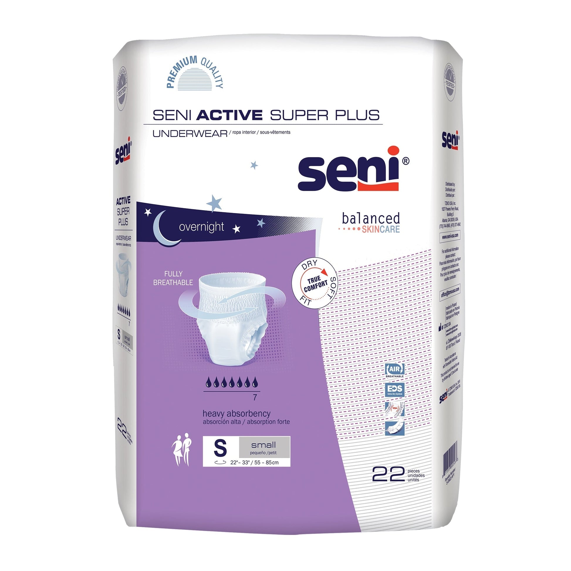 Small S pull-on incontinence underwear, 22-count, white, overnight absorbency