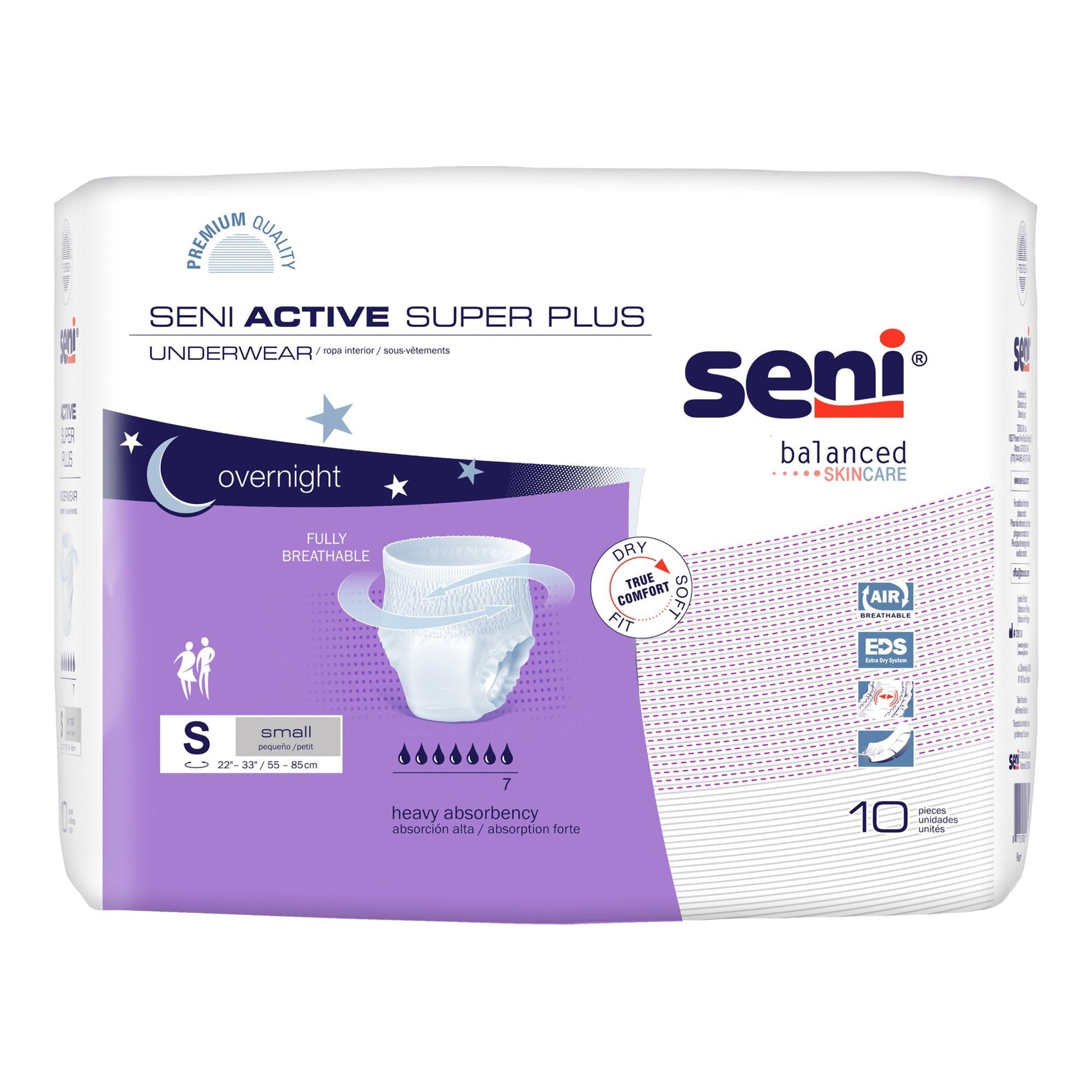 Super Plus pull-on underwear, small S, 10-count, white