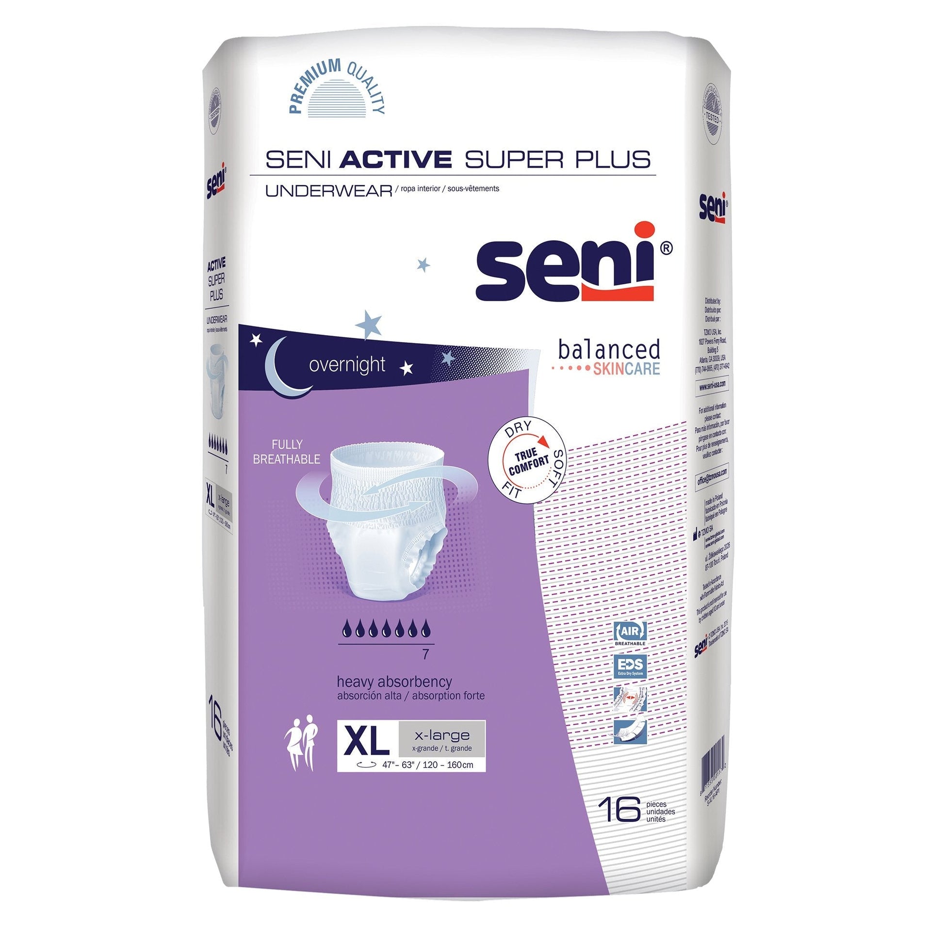 Absorbent underwear, XL, overnight; 16-count pack