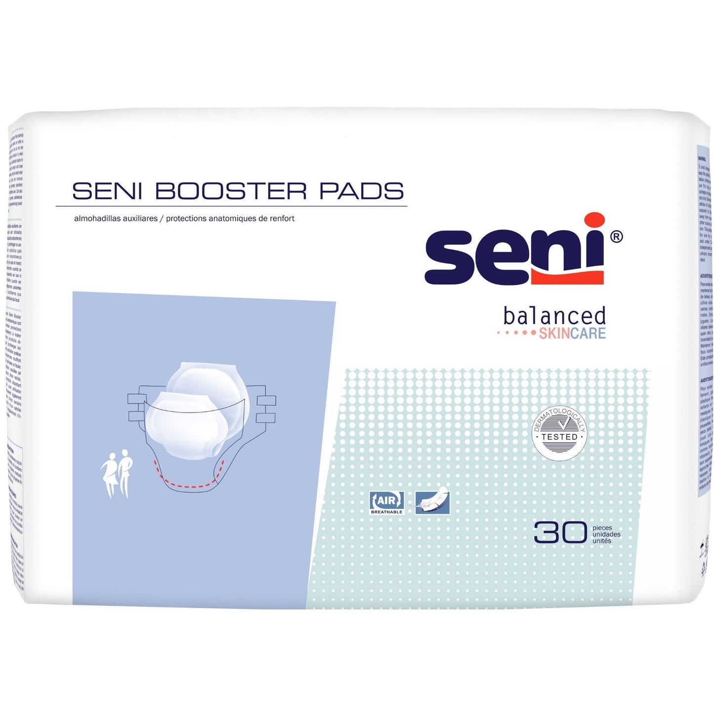 Seni Booster Pads package, 24.6-inch size, 30 pieces, breathable disposable protection