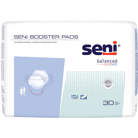 Seni Booster Pads package, 24.6-inch size, 30 pieces, breathable disposable protection