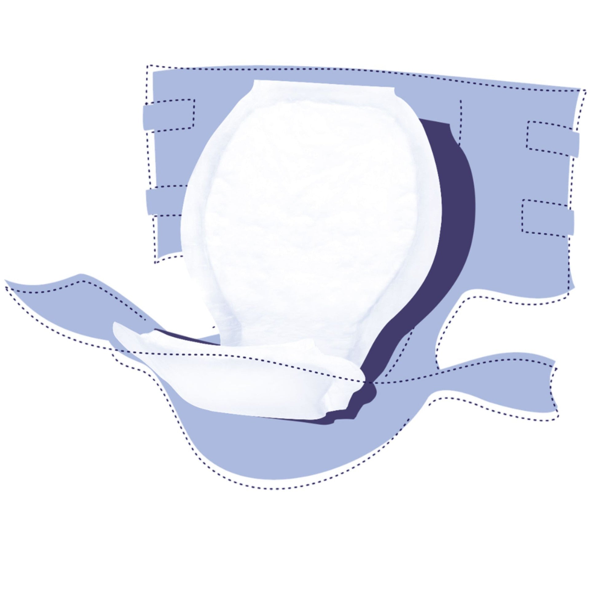 Anatomically shaped white booster pad with winged sides for added protection