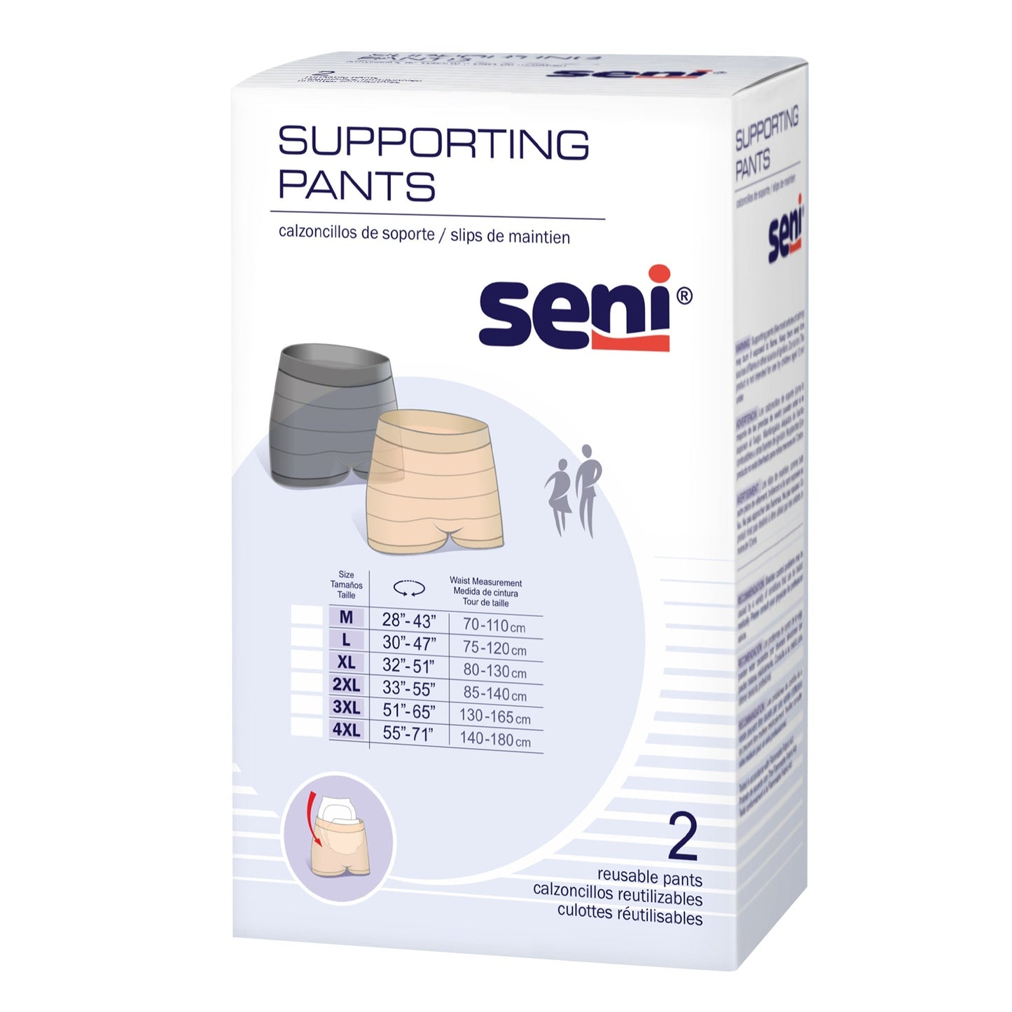 Reusable incontinence supporting pants box, 2-pack