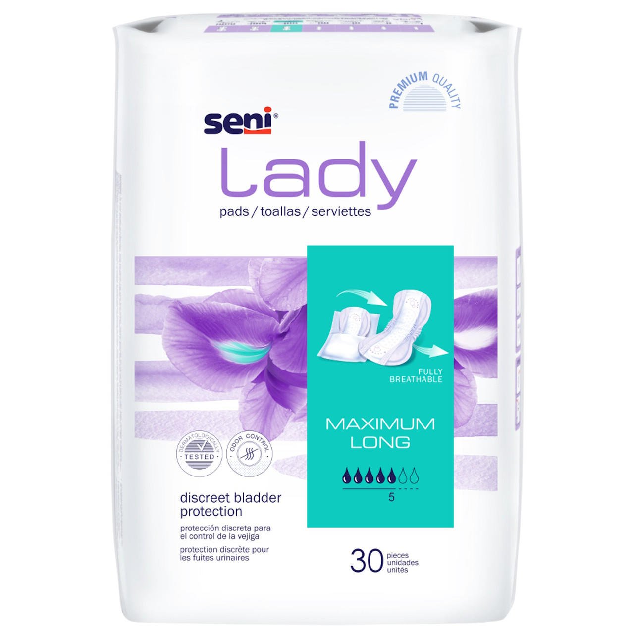 Seni Lady Maximum Long incontinence pads, 30 pieces per pack