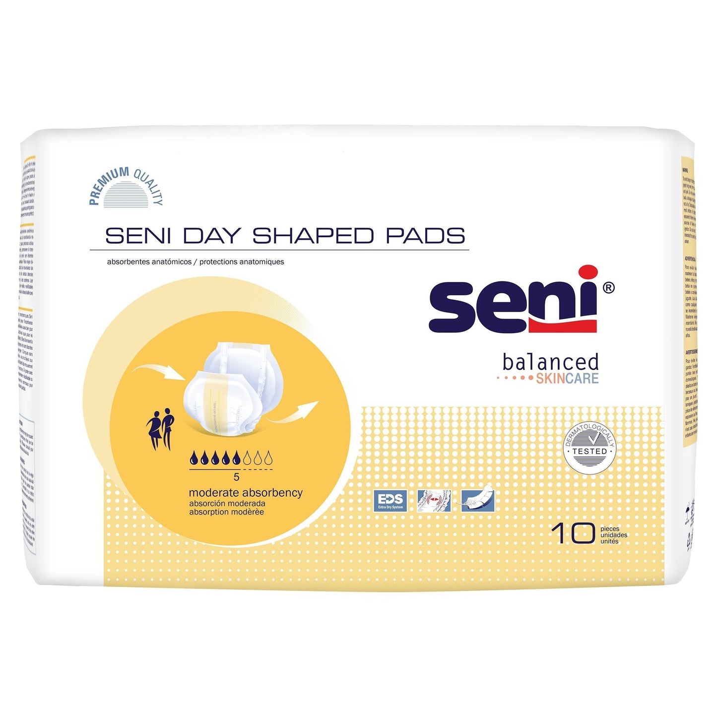 Seni Day Shaped Pads package front, balanced skin care, 10 pieces