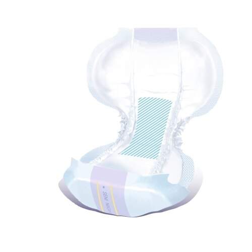 Shaped absorbent night pad with fastening tabs and white absorbent core