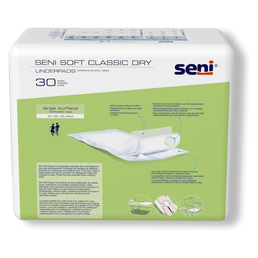 Dry underpads 23 x 35 in, pack of 30; absorbent disposable adult bed pads
