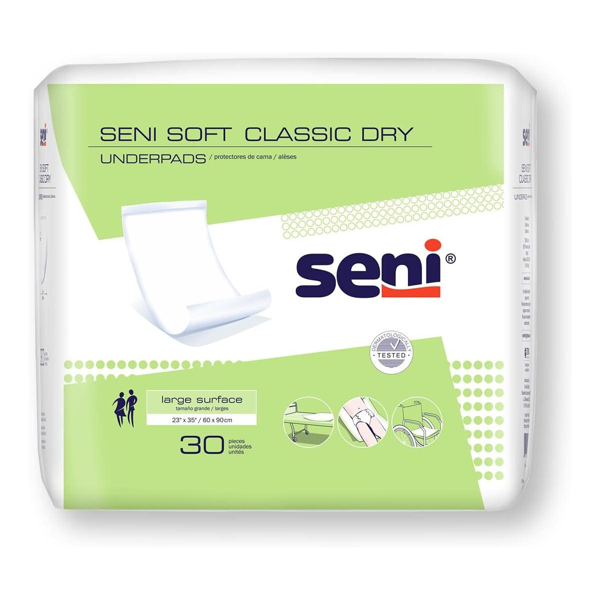 Dry underpads, 23 x 35 in, pack of 30; disposable adult bed pads