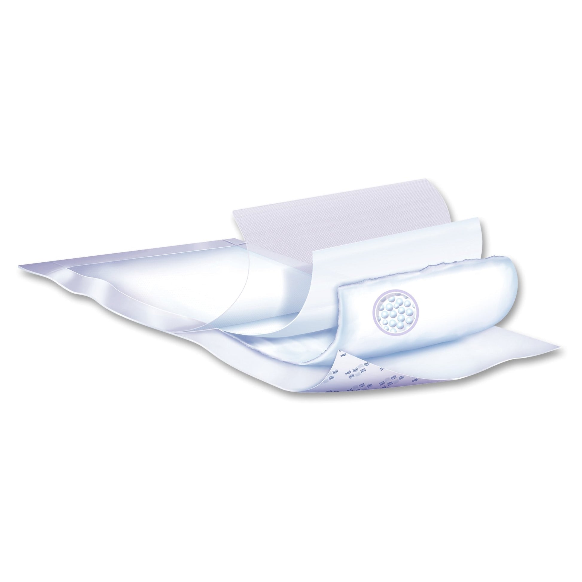 Disposable underpads with round absorbent spot, folded and layered