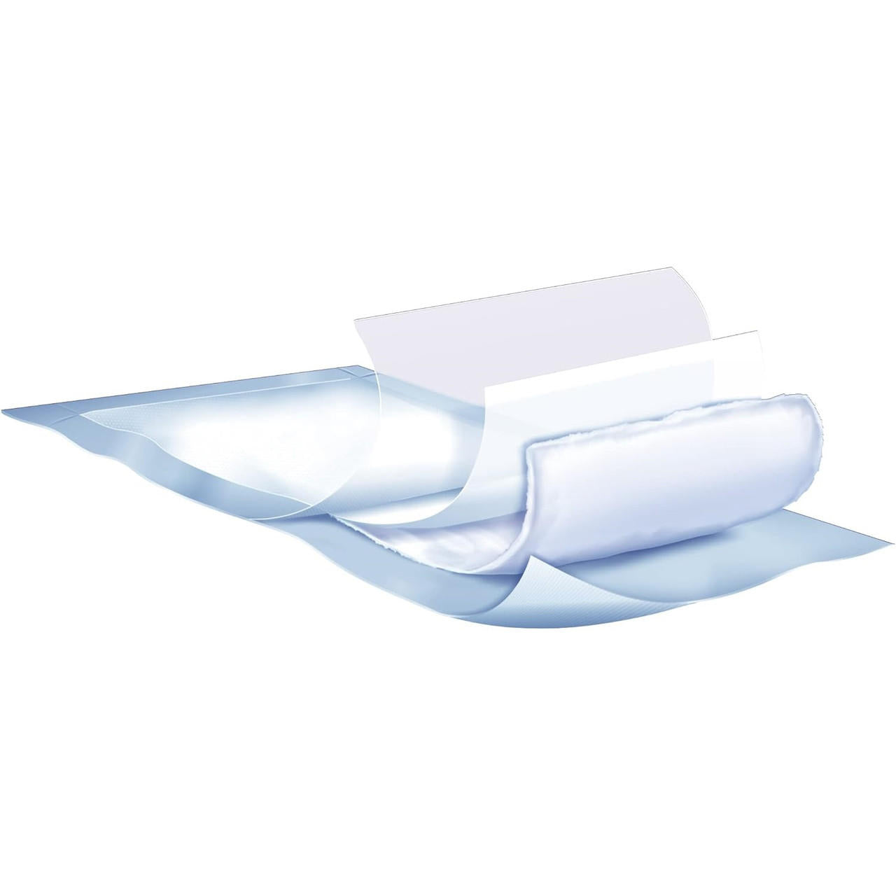 Folded white disposable underpads with absorbent pad surface